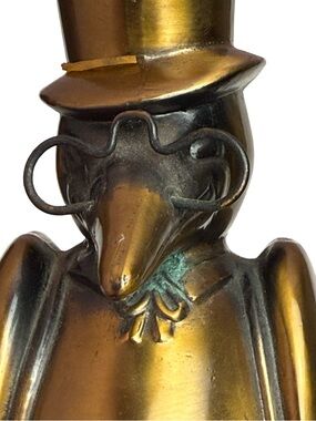 Vintage Brass Old Crow Bourbon Mascot Statue Trophy BarWare Whiskey Advertising